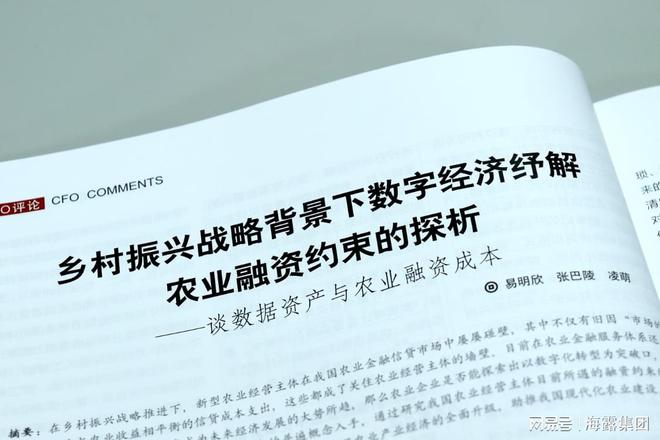 九游娱乐文化：聚焦数据资产驱动农业融资创新海露集团再添重要论文成果